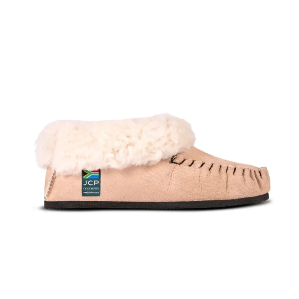 Sheepskin slipper with hand-stitched detail and soft black sole - Cape Classic slipper.